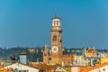 aerial view of torre die lamberti in the italian city verona during bright sunny day...IMAGE Royalty Free Stock Photo