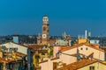 aerial view of torre die lamberti in the italian city verona during bright sunny day...IMAGE Royalty Free Stock Photo