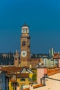 aerial view of torre die lamberti in the italian city verona during bright sunny day...IMAGE Royalty Free Stock Photo