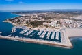 Aerial view of Torredembarra with harbor Royalty Free Stock Photo