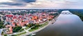 Aerial view of Torun city with the Vistula River in Poland Royalty Free Stock Photo