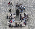 Aerial view of tourists near the statue of Martin Luther in Neumarkt square in Dresden, Germany, October 2014