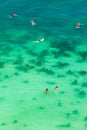 Aerial view of tourists snorkeling in a tropical sea near Mu Koh Ang Thong Island