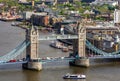 Aerial view of Tower bridge over Thames river, London, UK Royalty Free Stock Photo