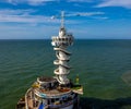 Aerial view of the tower of Bungy Jump Holland before the seascape Royalty Free Stock Photo