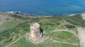 Aerial view of the dunes and the beach of Torre dei Corsari in southern Sardinia