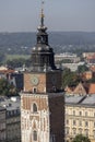 Aerial view from tower main market square with Town Hall Tower, Krakow, Poland Royalty Free Stock Photo