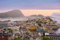 Aerial view of the town Aalesund, Norway Royalty Free Stock Photo