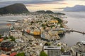 Aerial view of the town Aalesund, Norway Royalty Free Stock Photo