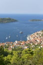 Aerial view on town and Adriatic Sea, typical Mediterranean architecture, Vis, Croatia Royalty Free Stock Photo