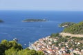 Aerial view on town and Adriatic Sea, typical Mediterranean architecture, Vis, Croatia Royalty Free Stock Photo