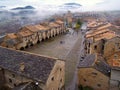 Aerial view of the town of Ainsa in Huesca. Royalty Free Stock Photo