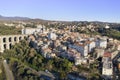 aerial view of the town of Ariccia on the Roman castles with the homonymous bridge Royalty Free Stock Photo