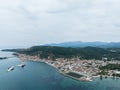 Aerial view of the town of Gythio on the east coast of the Mani Peninsula in the Peloponnese, Greece Royalty Free Stock Photo