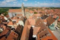 Aerial view of the town from the Town Hall Tower in Rothenburg Ob Der Tauber, Germany. Royalty Free Stock Photo