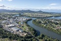 Aerial view of the town of Innisfail .