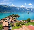 Aerial view on the town and Interlaken lake.