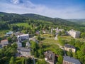 Aerial view of town Jesenik area with hills and nature