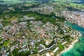 Aerial view of the town Le Moule, East coast, Grande-Terre, Guadeloupe, Caribbean Royalty Free Stock Photo