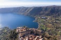 aerial view of the town of nemi on the roman castles with a view of the homonymous lake