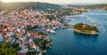 Aerial view of the town of Skiathos island, Sporades