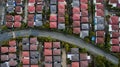 Aerial view of town street and home village in bangkok thailand Royalty Free Stock Photo