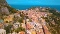 aerial view of town Taormina from above, Sicily, Italy Royalty Free Stock Photo