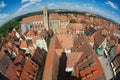 Aerial view of the town from the Town Hall Tower in Rothenburg Ob Der Tauber, Germany. Royalty Free Stock Photo