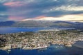 Aerial view of the town Tromsoe, Norway Royalty Free Stock Photo
