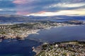 Aerial view of the town Tromsoe, Norway Royalty Free Stock Photo