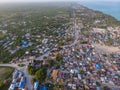 Aerial view on Township Poor Houses favelas in Paje village, Zanzibar, Tanzania, Africa Royalty Free Stock Photo