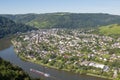 Aerial view of Traben-Trarbach at the river Moselle Royalty Free Stock Photo