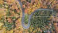 Aerial View of Tracking Car on a Curvy Road. Graphics Targeting Vehicle, Aerial Royalty Free Stock Photo