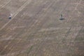 Aerial view tractor plowing