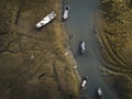 Traditional fish boats on mudflats