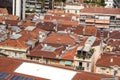 Aerial view of traditional red house roofs at the Montecarlo Town Square, Monaaco Republic Royalty Free Stock Photo