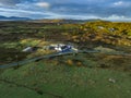 Aerial view of traditional thatched cottage by Portnoo, County Donegal - Ireland Royalty Free Stock Photo