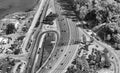 Aerial view of traffic around San Francisco Golden Gate Bridge a Royalty Free Stock Photo