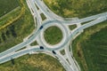 Aerial view of traffic circle roundabout road junction, top view Royalty Free Stock Photo