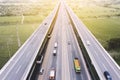 Aerial view of traffic on elevated road and tollway Royalty Free Stock Photo