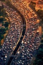 aerial view of a traffic jam on a busy highway