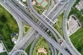 Aerial view traffic main city road with vehicle