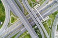 Aerial view traffic main city road with vehicle