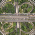 Aerial view of the traffic on a multilane road in Jakarta, Indonesia