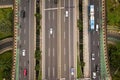 Aerial view of the traffic on a multilane road in Jakarta, Indonesia