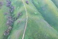 Aerial View of Trail and Green Hills in California Royalty Free Stock Photo