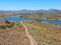 Aerial view of of trail in the Lake Hodges and Bernardo Mountain, San Diego County, California