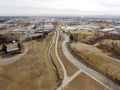 Aerial View of Trails and River in the City Royalty Free Stock Photo