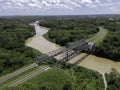 Aerial View of Train Bridge above Progo River in Yogyakarta, Indonesia