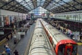 Aerial View of Train Departing from an Underground Tube Station in London